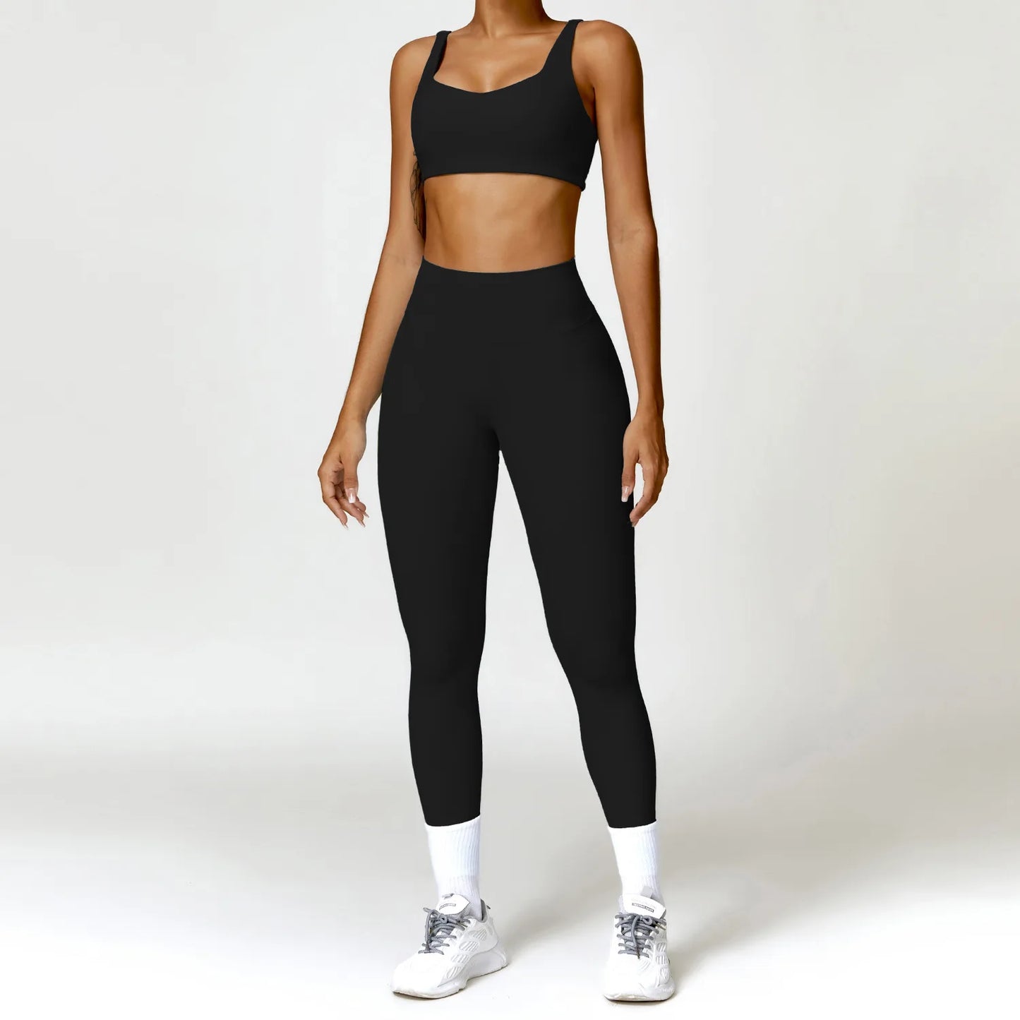 Women Tracksuit Yoga Set 2PCS Sportswear Workout Clothes Athletic Wear Gym Legging Fitness Bra Crop Top Long Sleeve Sports Suits