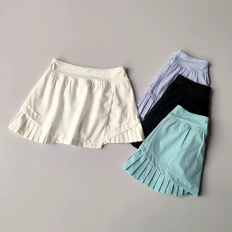 High Waisted Sports Short Skirt Summer New Style Cool anti Glare Including Lined Shorts Fitness Yoga Quick Drying Pleated Skirt