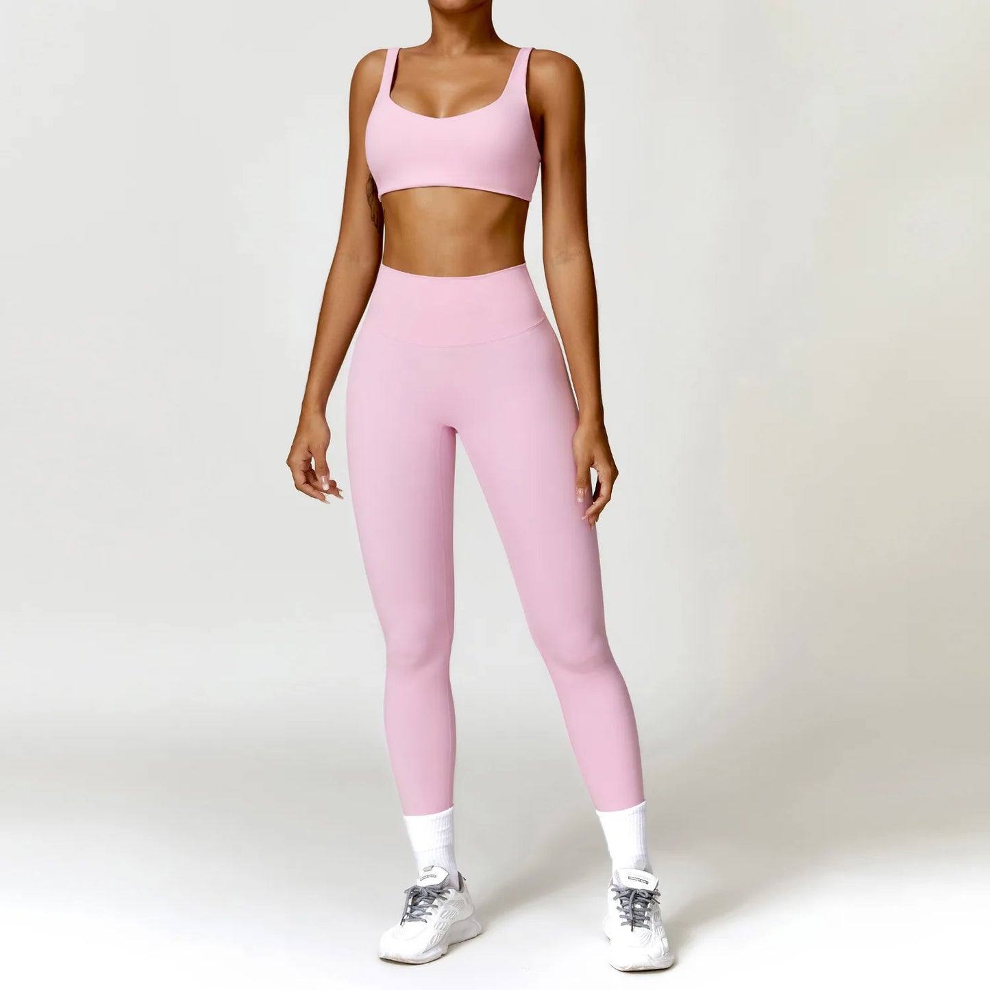 Women Tracksuit Yoga Set 2PCS Sportswear Workout Clothes Athletic Wear Gym Legging Fitness Bra Crop Top Long Sleeve Sports Suits