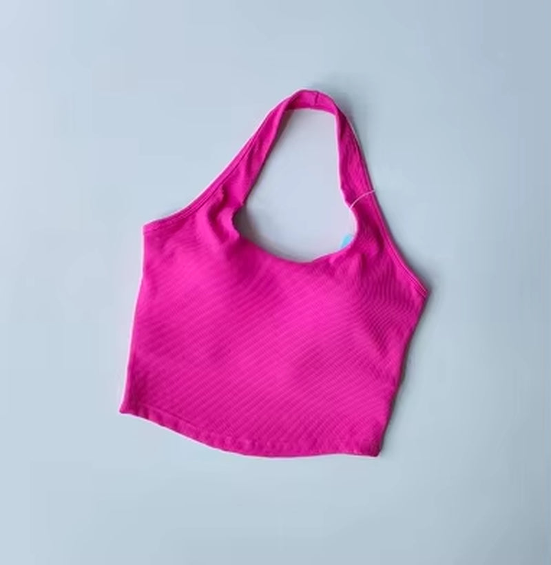 One Piece Cup 2023 Summer New Sports Bra Women'S Shockproof Running Gathering Bra Hanging Neck Back Fitness Tank Top